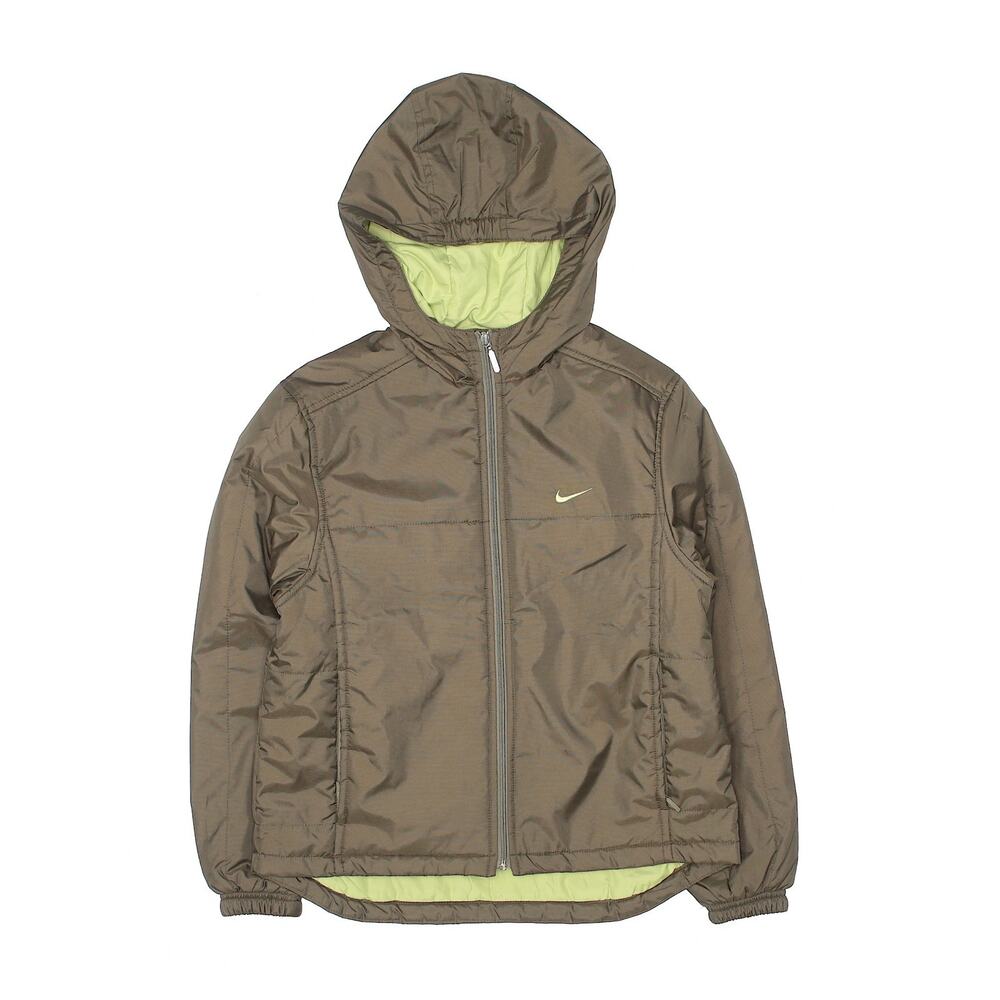 NIKE Olive Green Hoodie Logo Workout Jacket - Junior Size Activewear Medium